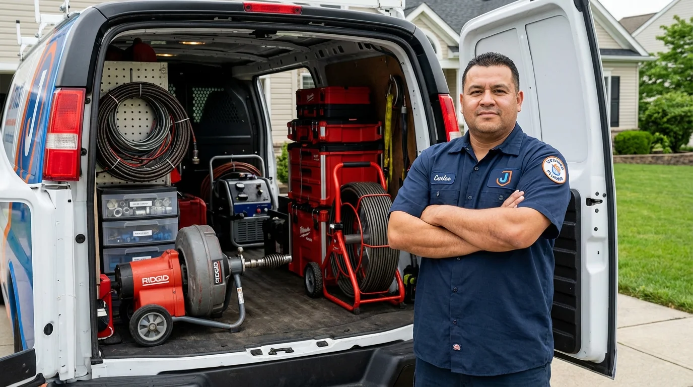 Professional drain cleaning equipment and Johns Plumbing LLC plumber in Mexico