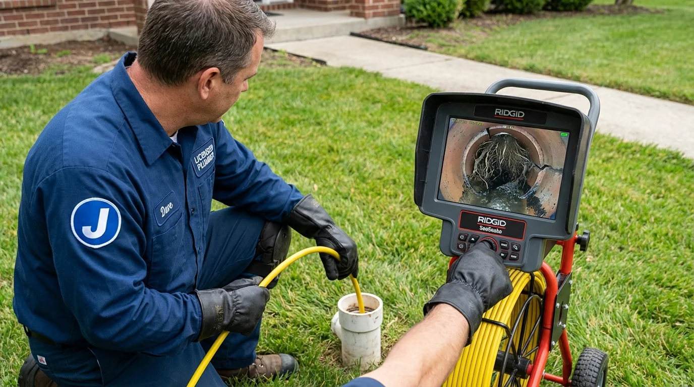 Sewer camera inspection being performed by Johns Plumbing LLC in Mexico