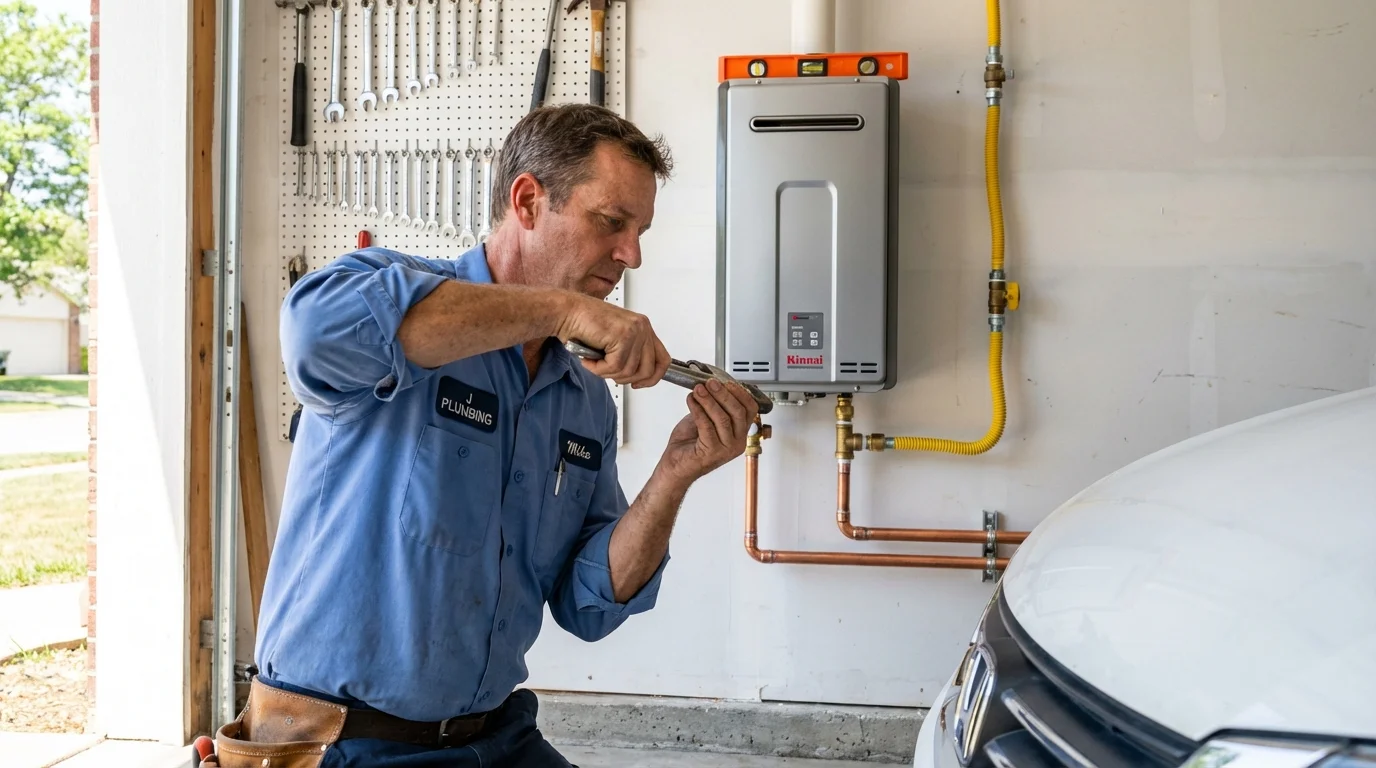 Tankless water heater installation by a Johns Plumbing LLC plumber in Mexico